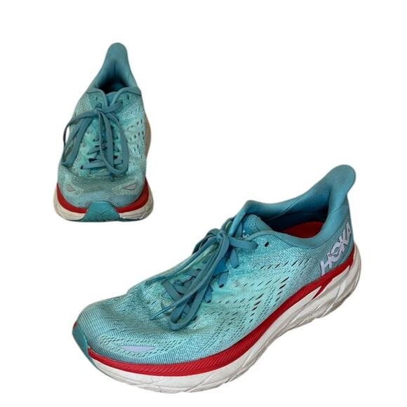 Hoka Shoes - Hoka One One Sneakers Women 9 Blue Clifton‎ 8 Running Runner Walking Activewear